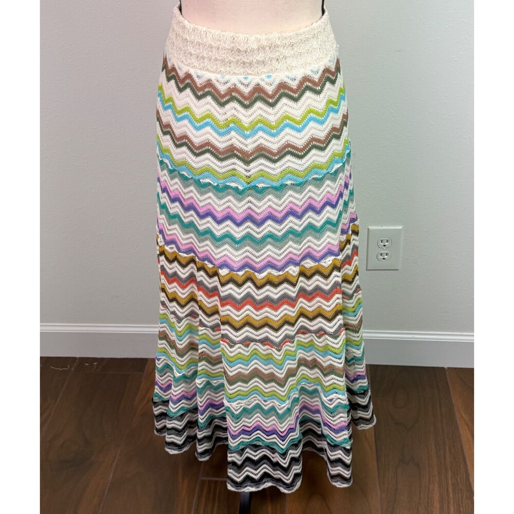 Lapis Skirt Flowy Boho Crochet Hippie Festival Maxi Large Chevron Colorful